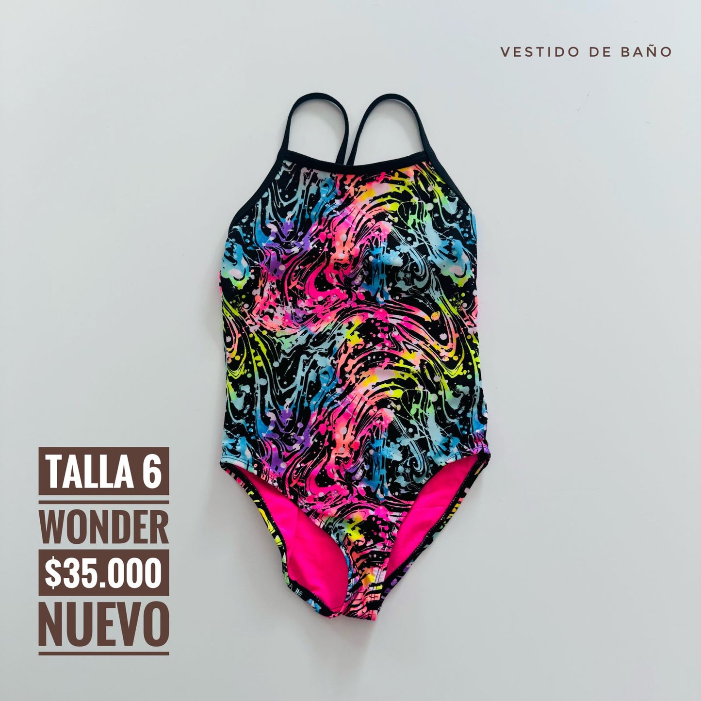 6T Vestido de Baño Wonder Nation Nuevo