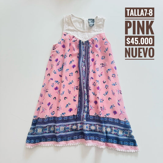 7-8T Vestido Pink Nuevo